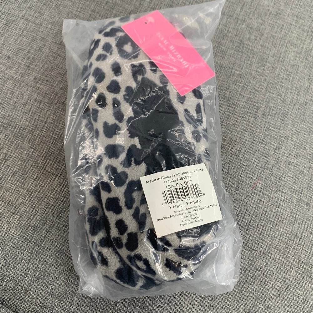 New Isaac Mizrahi New York Cozy‎ Soft House Slippers Leopard Print Medium Black